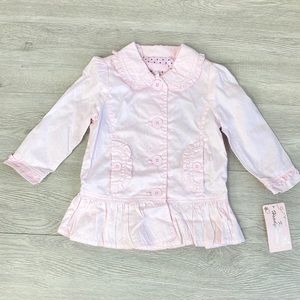 Pink Girls Pea Coat Blazer Ruffle